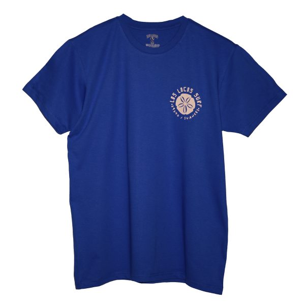 camiseta manga corta frontal azul logotipo nature beige TIENDA SURF LOS LOCOS SUANCES