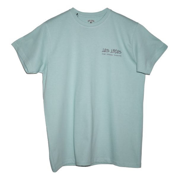 camiseta manga corta frontal menta logotipo palmeras TIENDA SURF LOS LOCOS SUANCES