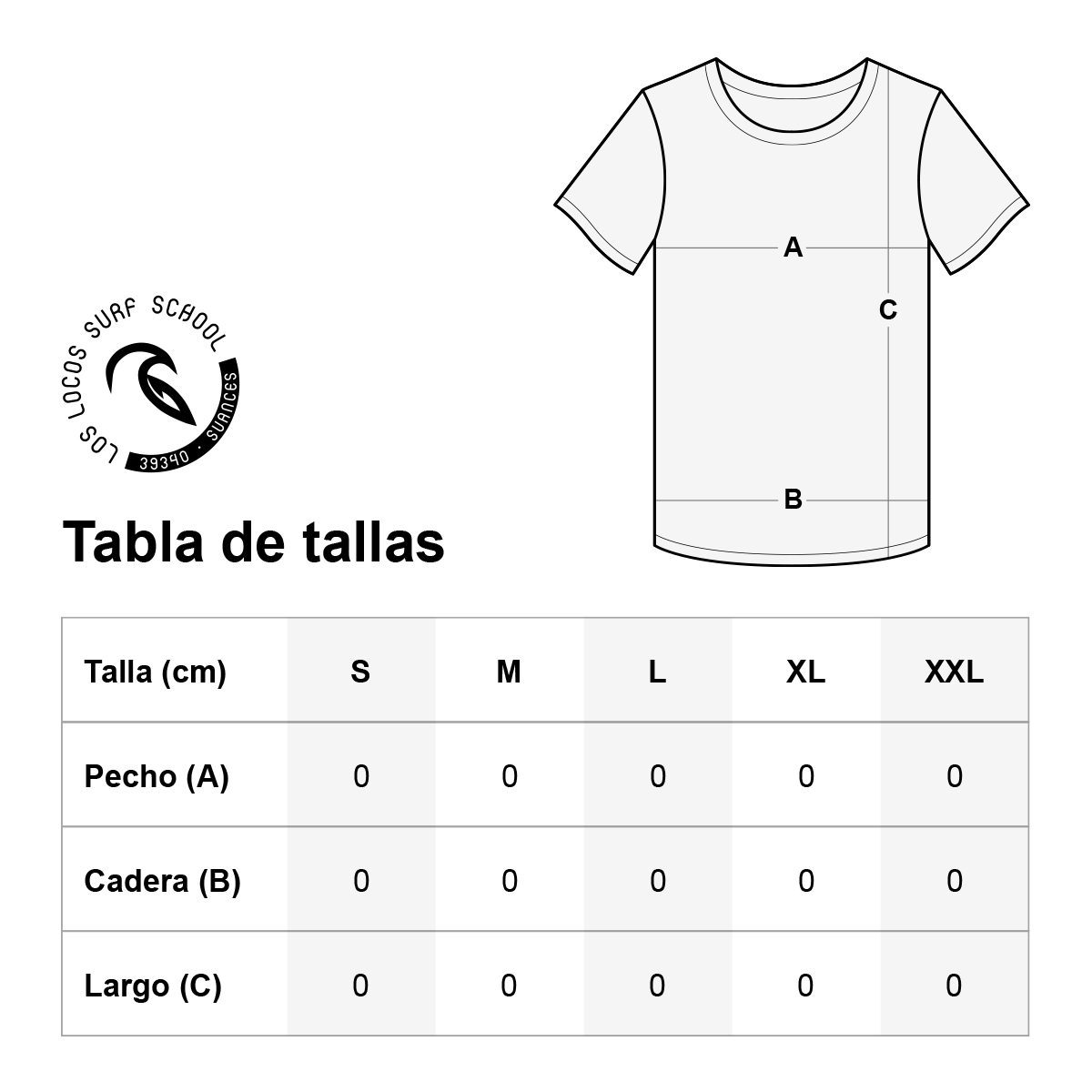 camiseta manga corta negro ESPALDA REVERSO logotipo palmera menta TIENDA SURF LOS LOCOS SUANCES-tallas