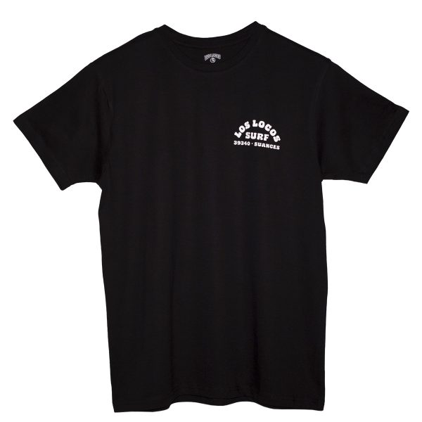 camiseta manga corta negro logotipo palmera menta TIENDA SURF LOS LOCOS SUANCES