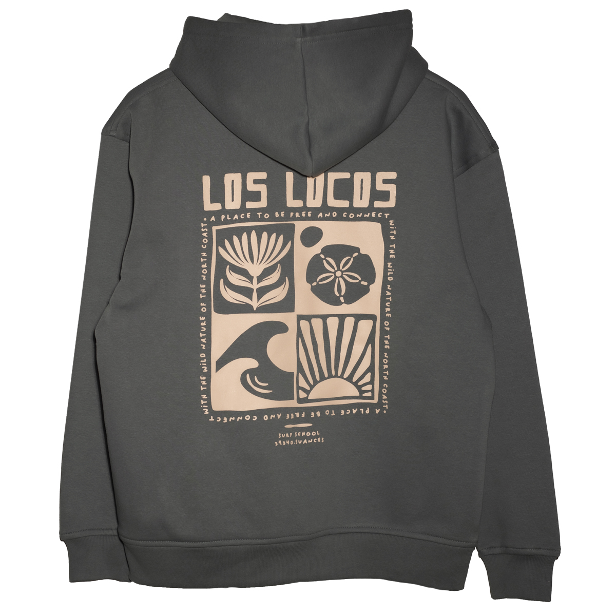 SUDADERA 1 CAPUCHA CANGURO GRIS NATURA LOS LOCOS TIENDA DE SURF