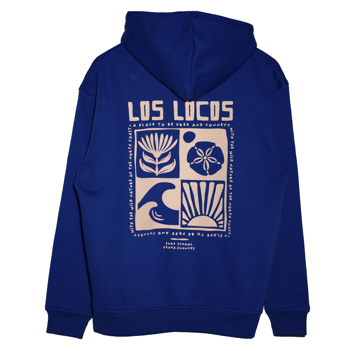 sudadera capucha conguro azul natura Los Locos Tienda de Surf