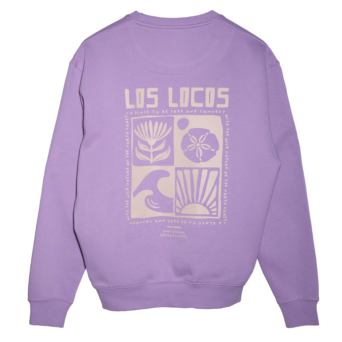 sudadera cuello redondo lila natura los locos tienda de surf